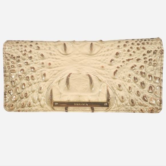 Brahmin Grey Croc-Embossed Ady Wallet with Gold Accent - Picture 3 of 9